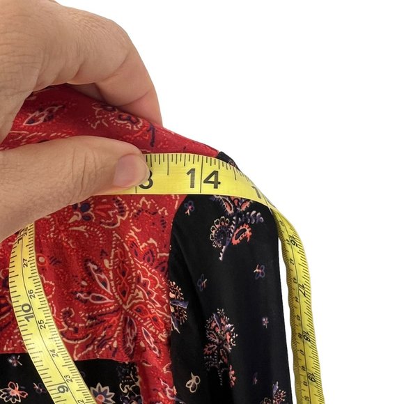 Free People Modified Peacemaker Black Red Print Long Sleeve Top Small - Picture 8 of 8